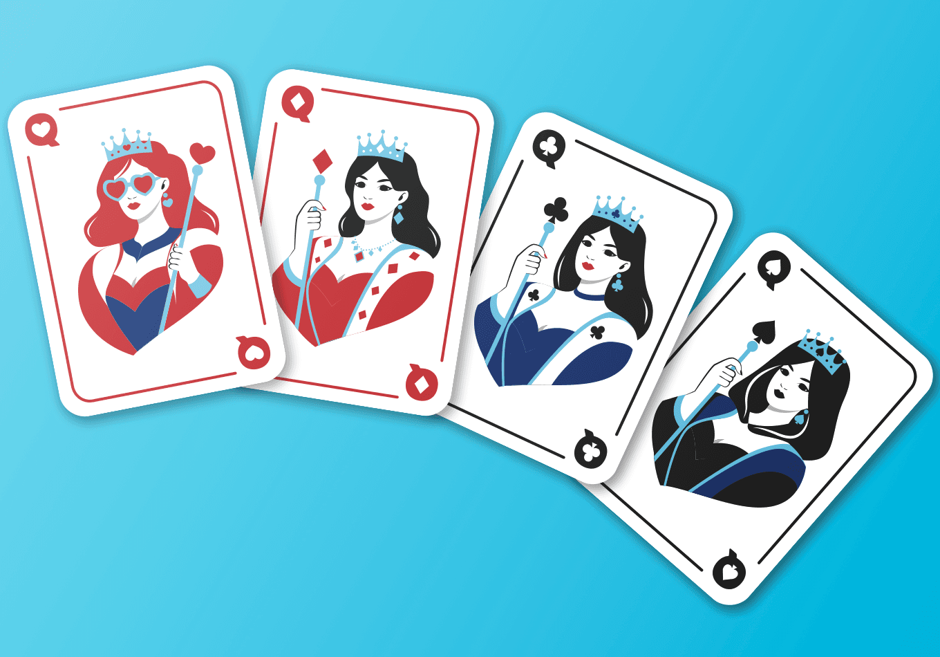 The four queens illustrated as a set
