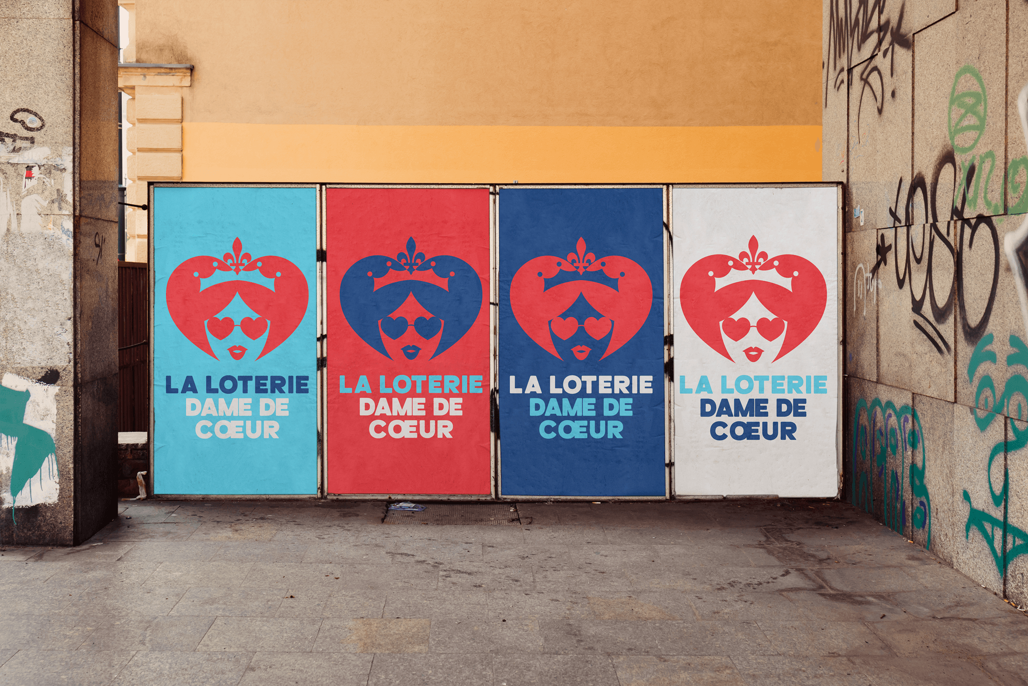 Four-wall street advertisement mockup